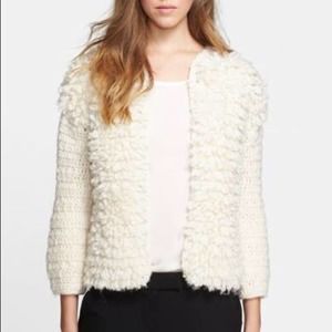 Trina Turk 100% Wool Knit Cardigan Sweater Cream